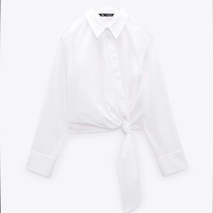 Zara side knot shirt Asymmetric closure with buttons
